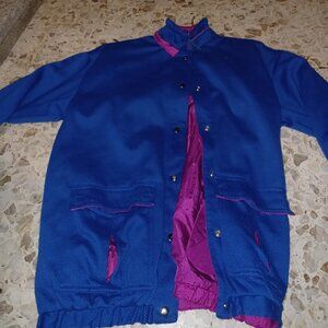 Vintage 80s Reversible Women's Lt Jacket Large Blue/Dark Pink